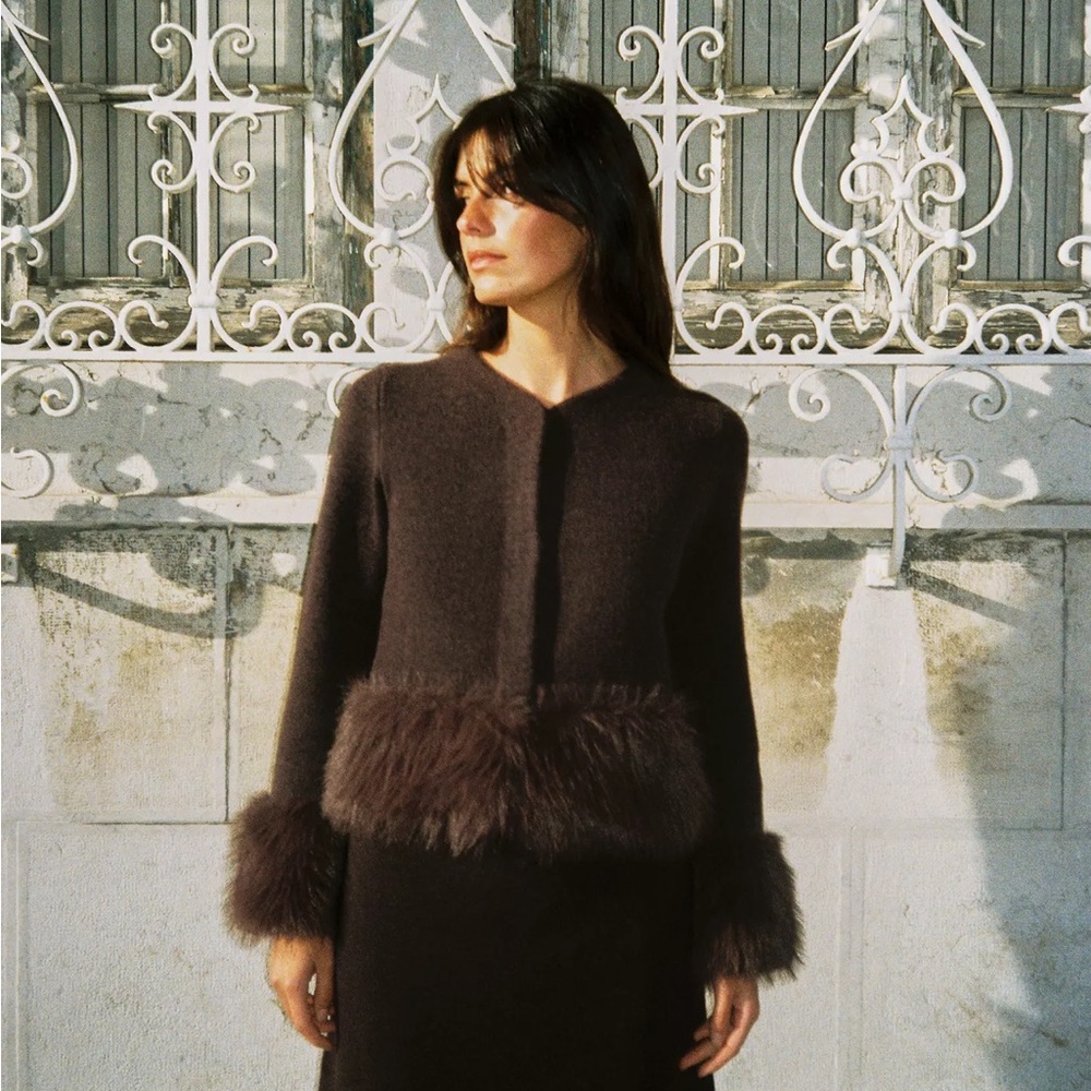 Zara Dark Brown Woolen Cardigan